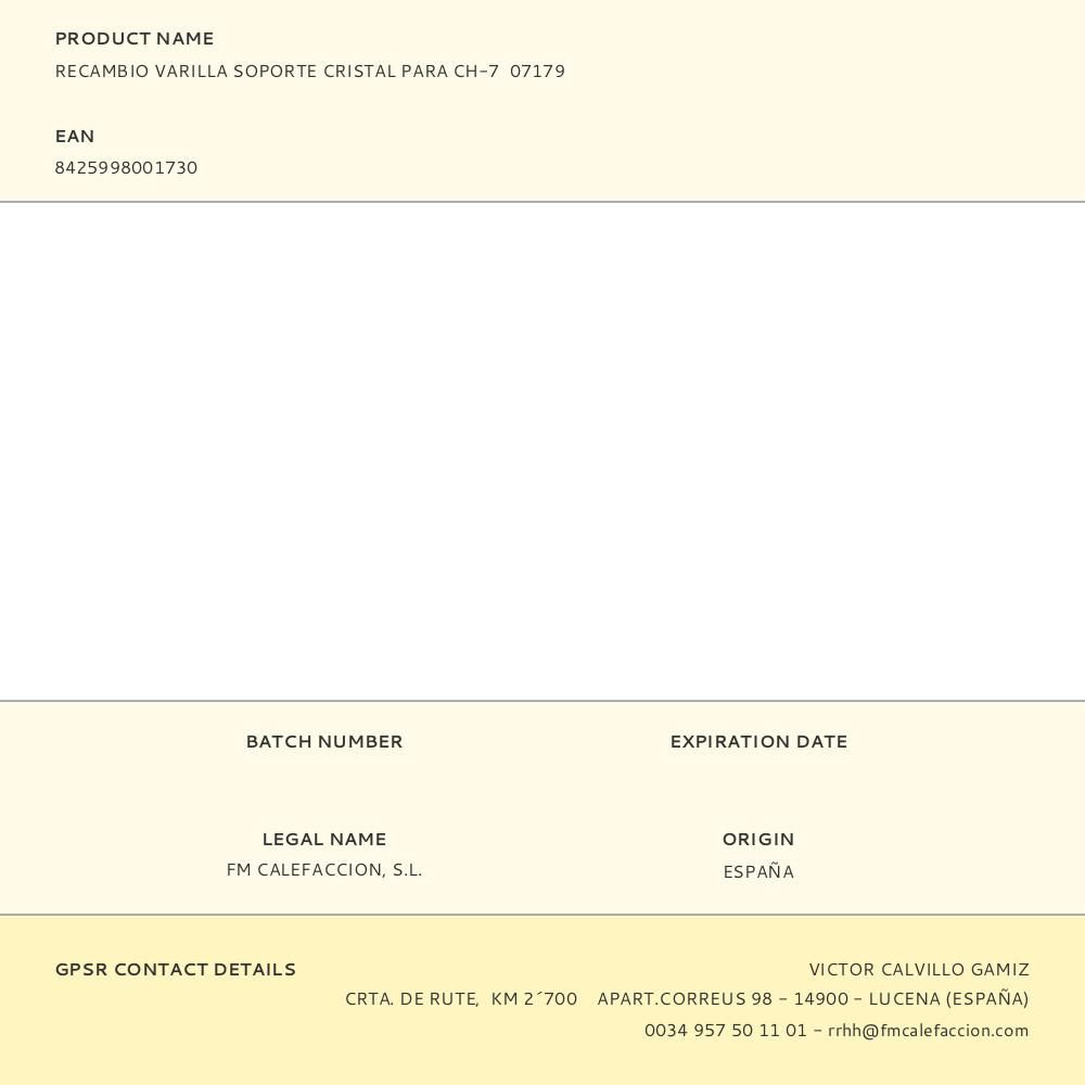 RECAMBIO VARILLA SOPORTE CRISTAL PARA CH-7 07179 gallery 0