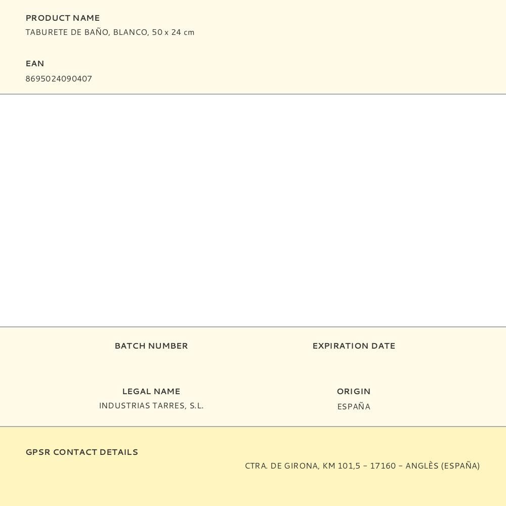 TABURETE DE BAÑO, BLANCO, 50 x 24 cm gallery 0