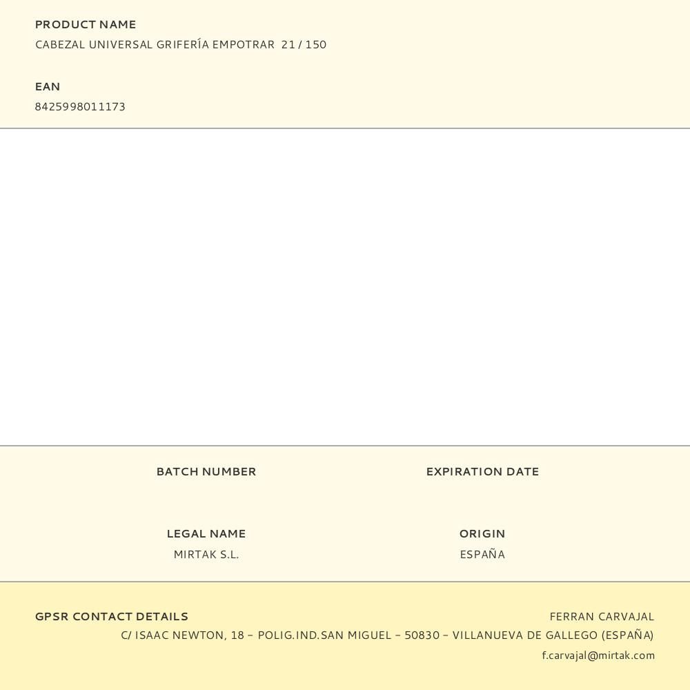 CABEZAL UNIVERSAL GRIFERÍA EMPOTRAR 21 / 150 gallery 0