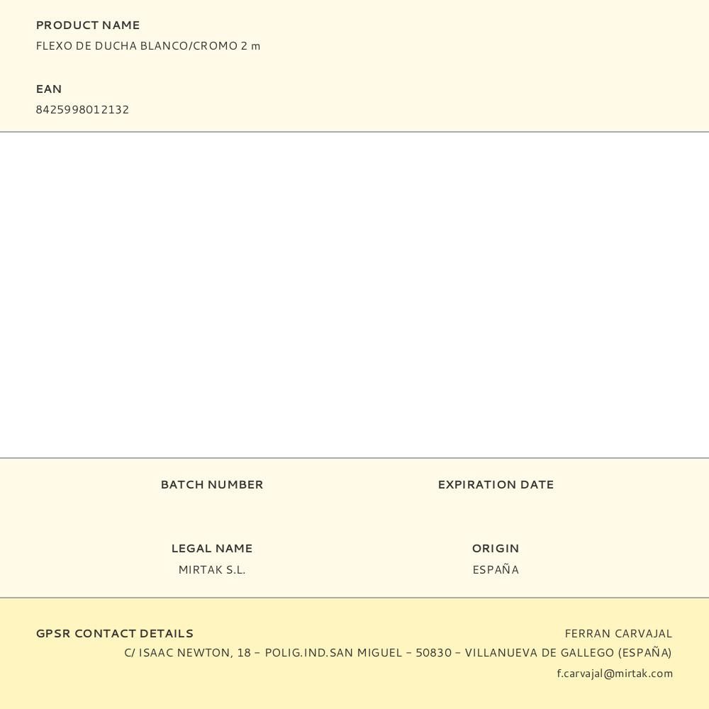 FLEXO DE DUCHA BLANCO/CROMO 2 m gallery 0