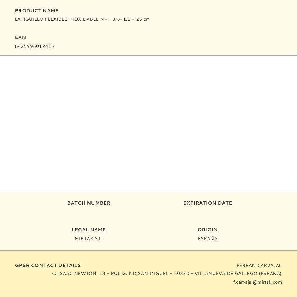 LATIGUILLO FLEXIBLE INOXIDABLE M-H 3/8-1/2 - 25 cm gallery 0