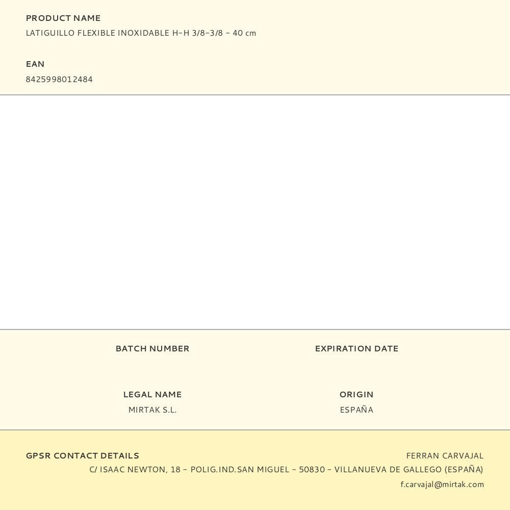 LATIGUILLO FLEXIBLE INOXIDABLE H-H 3/8-3/8 - 40 cm gallery 0