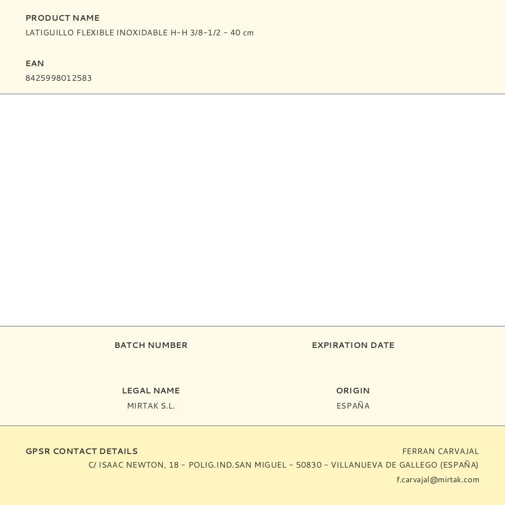 LATIGUILLO FLEXIBLE INOXIDABLE H-H 3/8-1/2 - 40 cm gallery 0