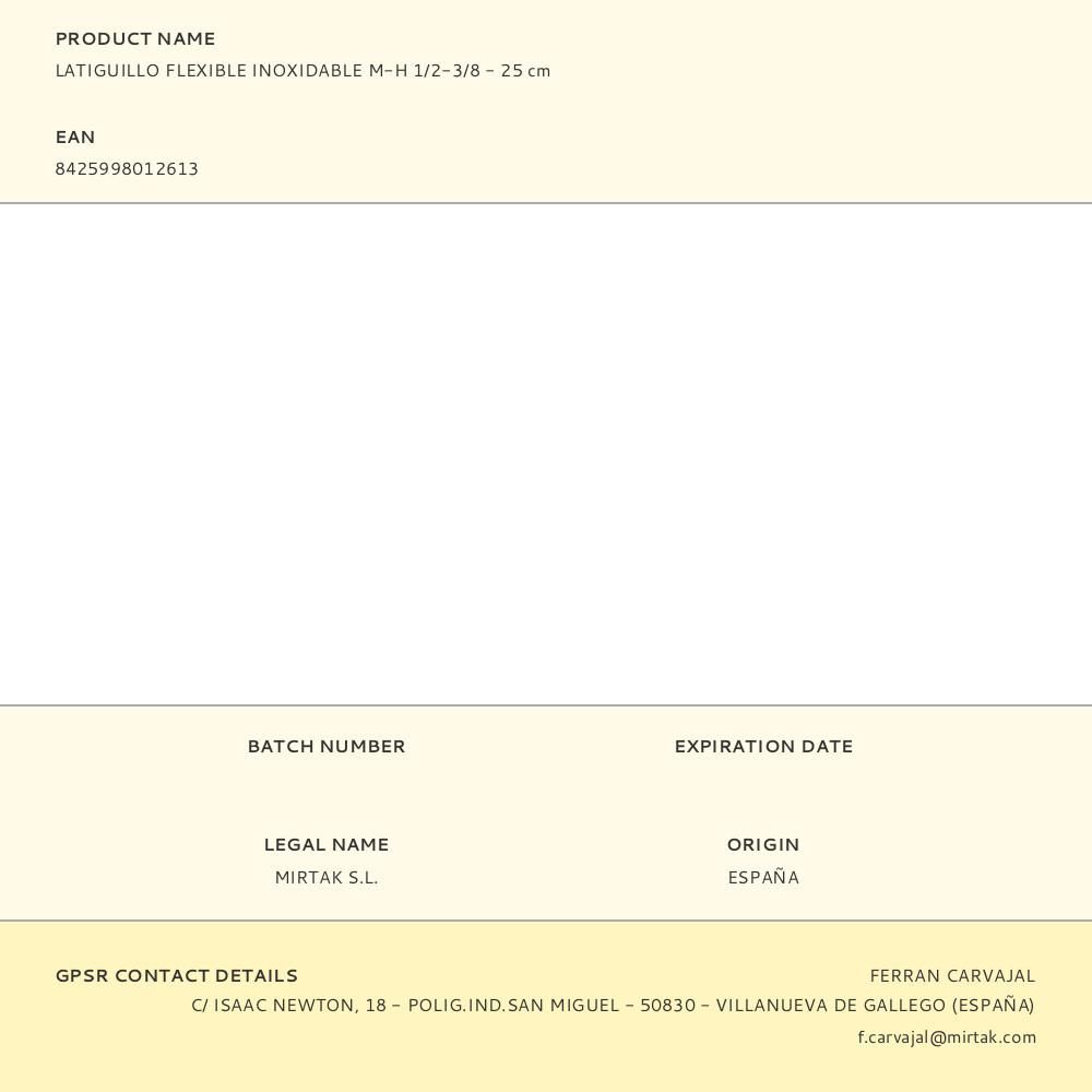 LATIGUILLO FLEXIBLE INOXIDABLE M-H 1/2-3/8 - 25 cm gallery 0