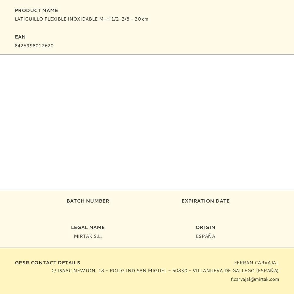 LATIGUILLO FLEXIBLE INOXIDABLE M-H 1/2-3/8 - 30 cm gallery 0