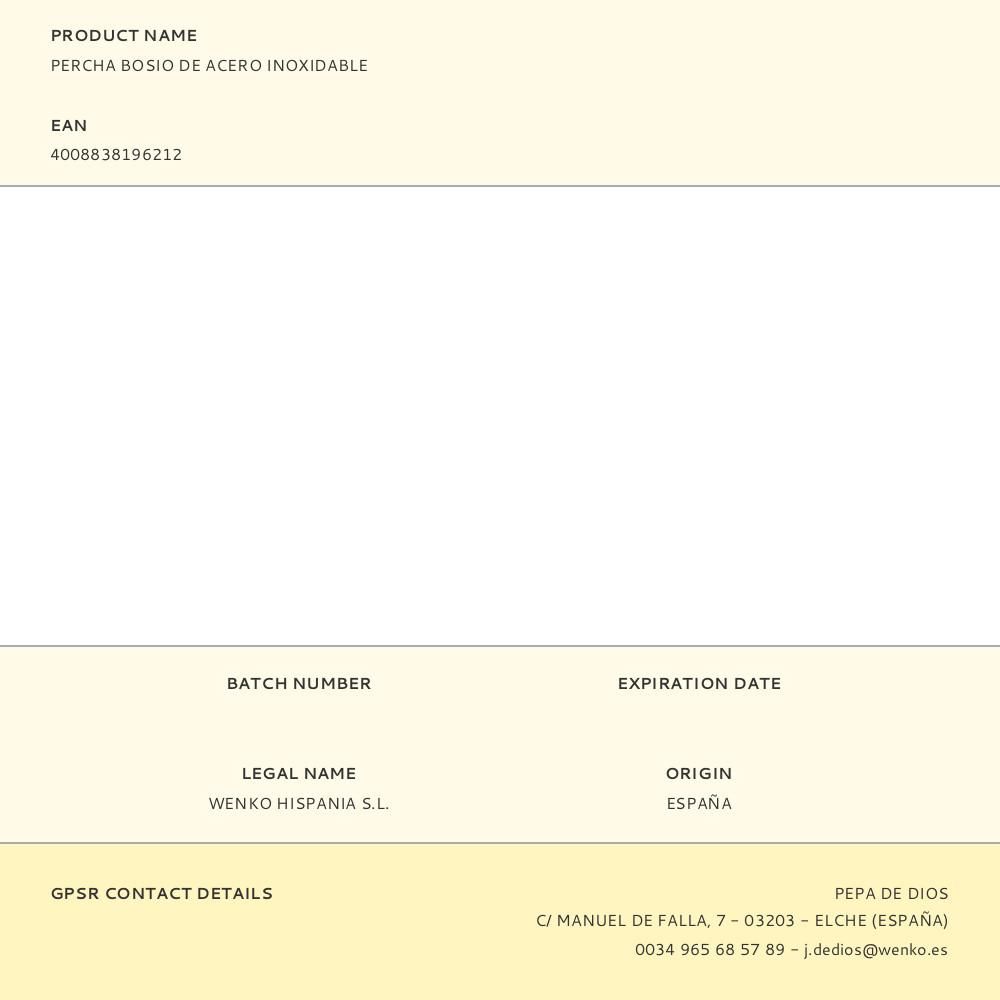 PERCHA BOSIO DE ACERO INOXIDABLE gallery 0