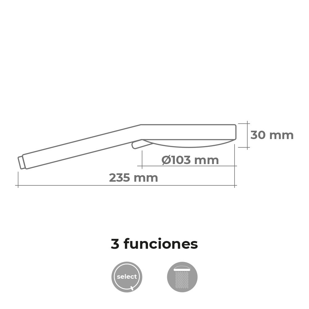 MANGO DE DUCHA ANTICALCAREO ROUND 3 FUNCIONES COLOR CROMO gallery 0
