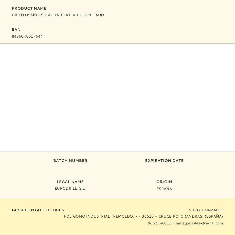 GRIFO MONOMANDO DE COCINA CAÑO ALTO OSMOSIS PLATEADO CEPILLADO gallery 1