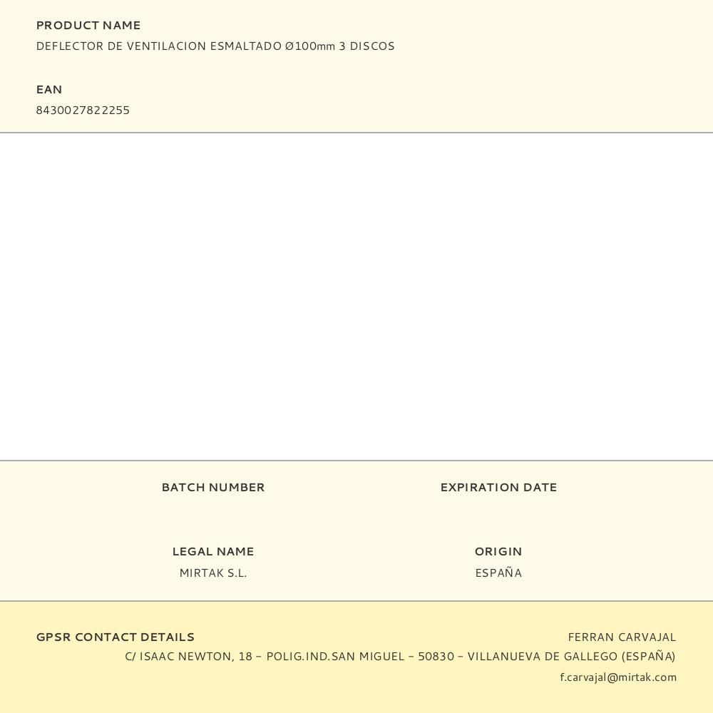 DEFLECTOR DE VENTILACION ESMALTADO Ø100mm 3 DISCOS gallery 0