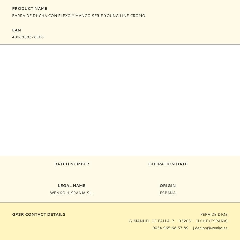 BARRA DE DUCHA CON FLEXO Y MANGO SERIE YOUNG LINE CROMO gallery 0