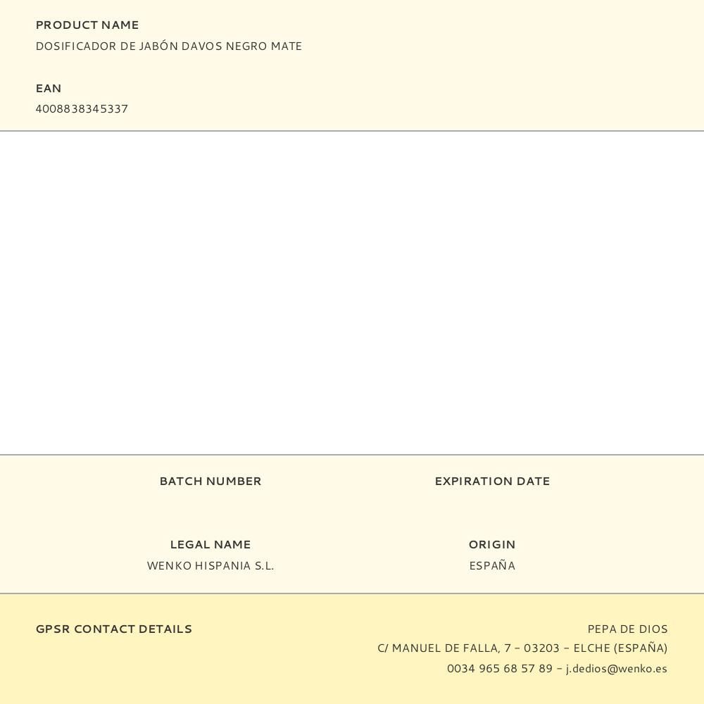 DOSIFICADOR DE JABÓN DAVOS NEGRO MATE gallery 1