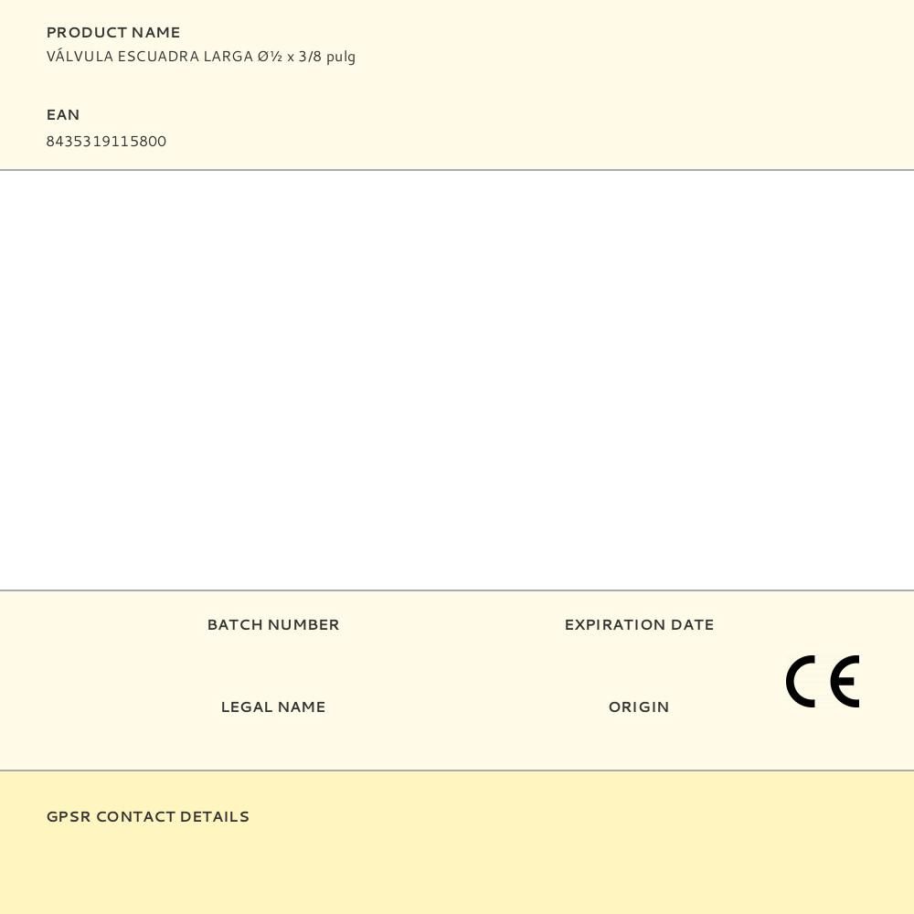 VÁLVULA ESCUADRA LARGA ؽ x 3/8 pulg gallery 1