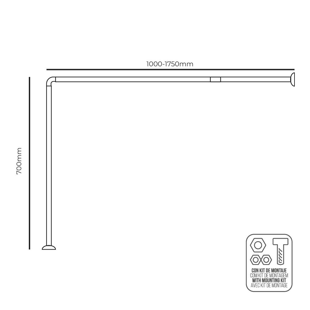 BARRA DE CORTINA CURVA BLANCA 70 x 100 A 175 cm gallery 1