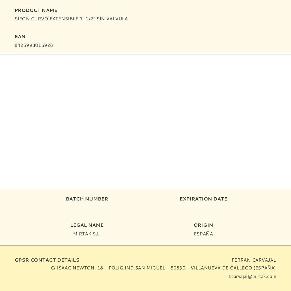 SIFON CURVO EXTENSIBLE 1" 1/2" SIN VALVULA gallery 1