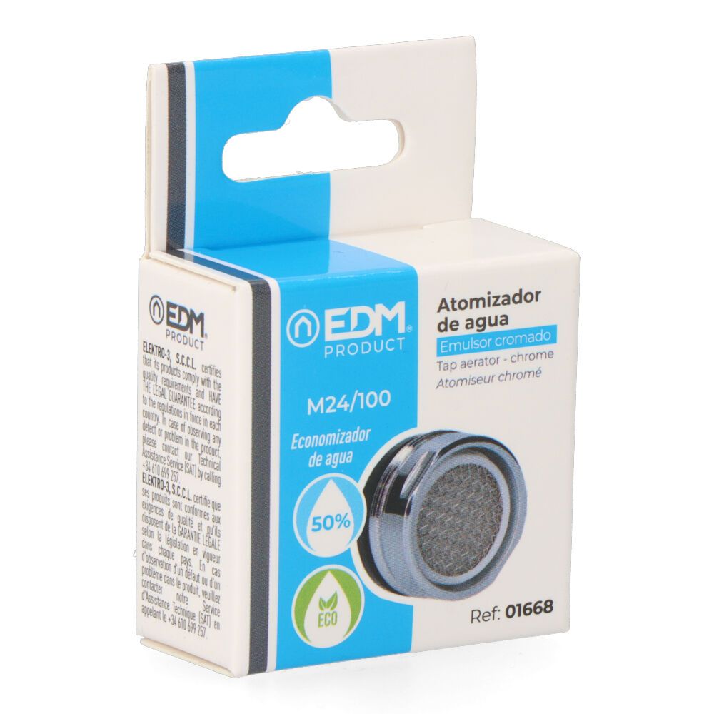 ATOMIZADOR - ECONOMIZADOR DE CAUDAL DE AGUA. PARA GRIFO. COLOR CROMADO. MACHO 24/100 gallery 1
