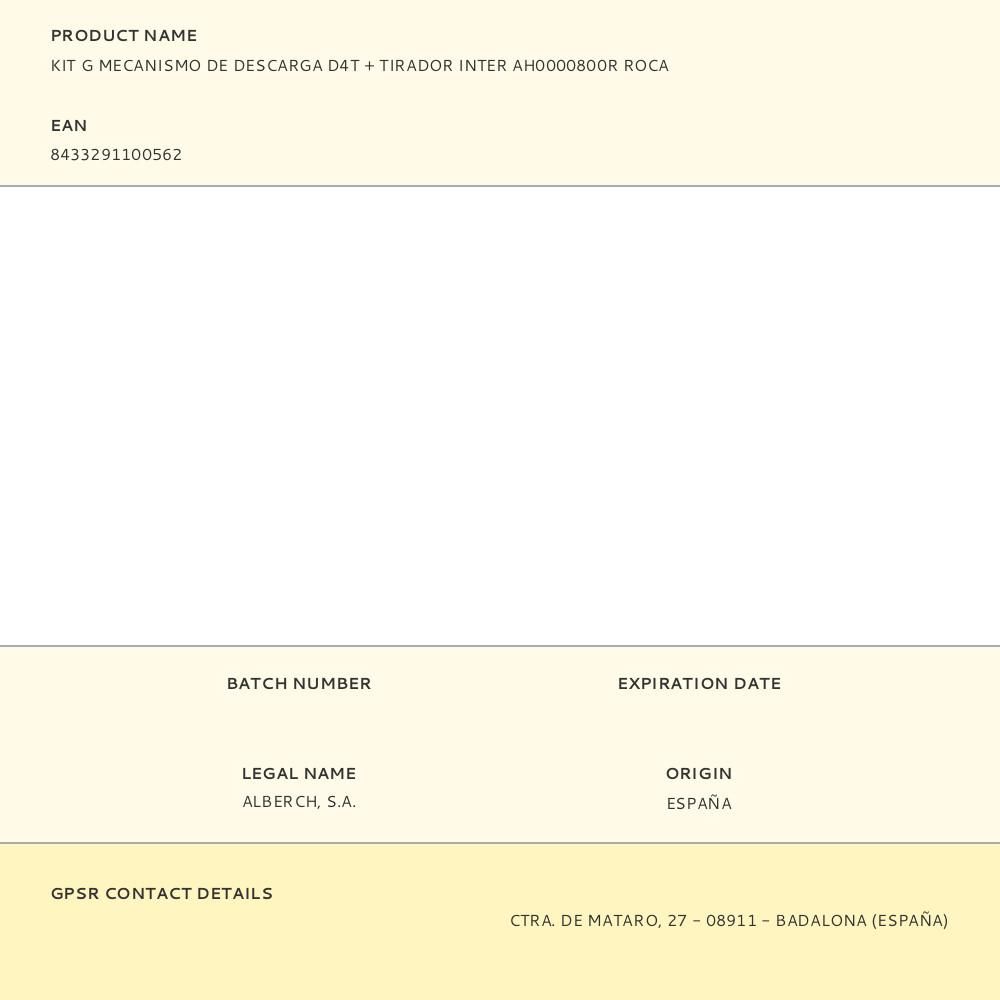 KIT G MECANISMO DE DESCARGA D4T + TIRADOR INTER AH0000800R ROCA gallery 0