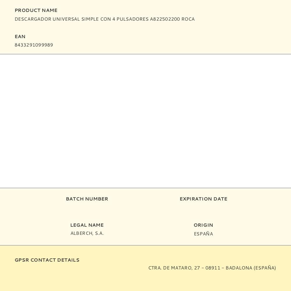 DESCARGADOR UNIVERSAL SIMPLE CON 4 PULSADORES A822502200 ROCA gallery 0