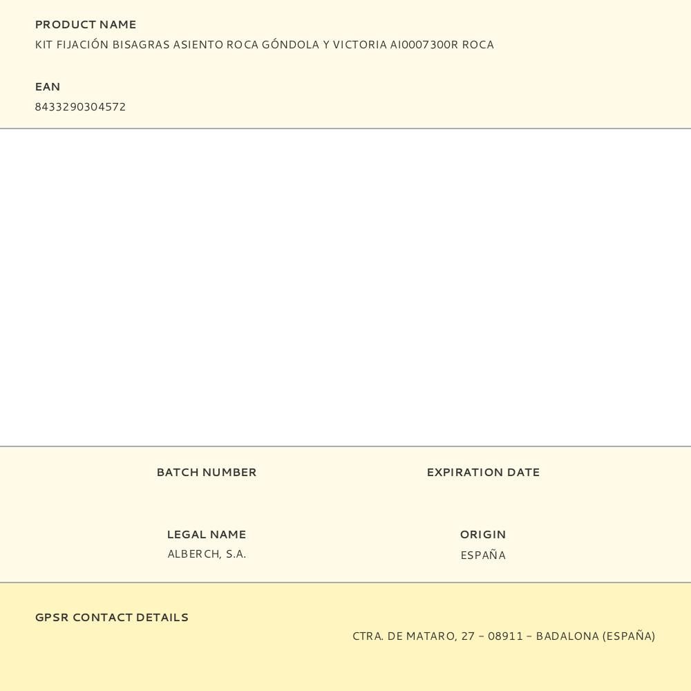 KIT FIJACIÓN BISAGRAS ASIENTO ROCA GÓNDOLA Y VICTORIA AI0007300R ROCA gallery 0