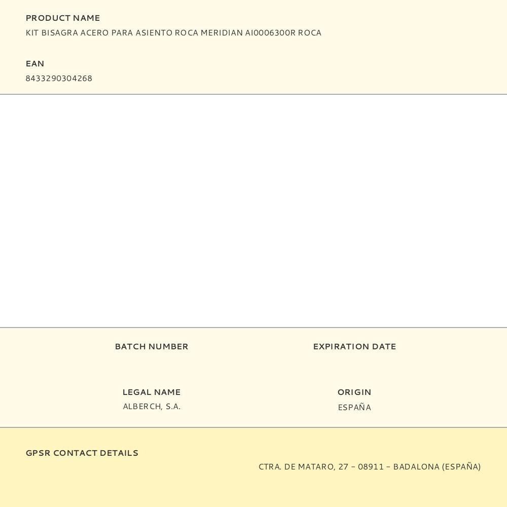 KIT BISAGRA ACERO PARA ASIENTO ROCA MERIDIAN AI0006300R ROCA gallery 0