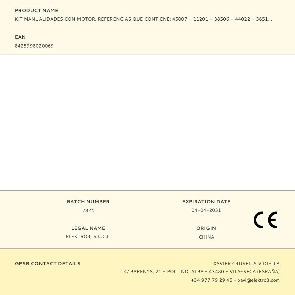 KIT MANUALIDADES CON MOTOR. REFERENCIAS QUE CONTIENE: 45007 + 11201 + 38506 + 44022 + 36511+ 02002 EDM gallery 1