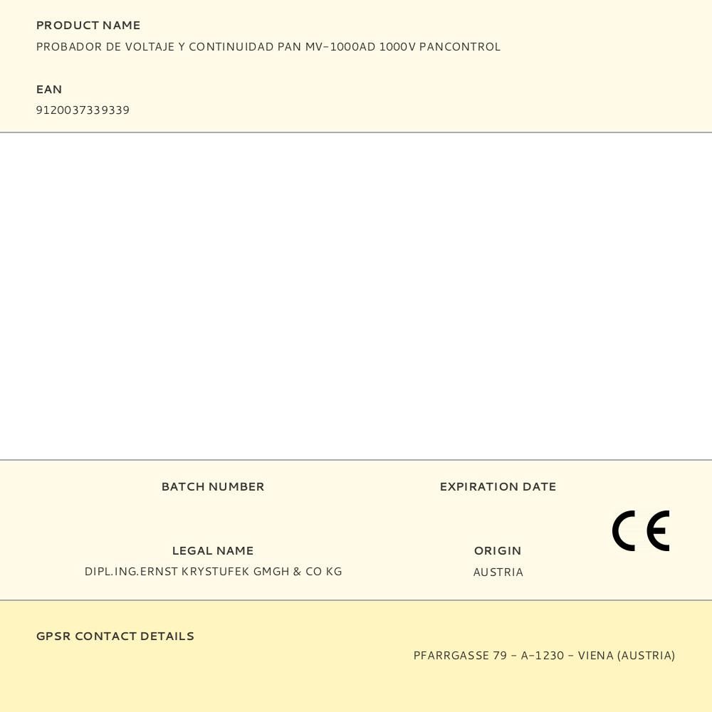 PROBADOR DE VOLTAJE Y CONTINUIDAD PAN MV-1000AD 1000V PANCONTROL gallery 4