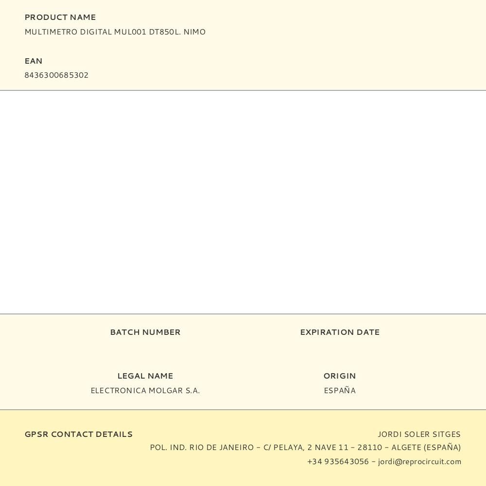 MULTIMETRO DIGITAL MUL001 DT850L. NIMO gallery 0