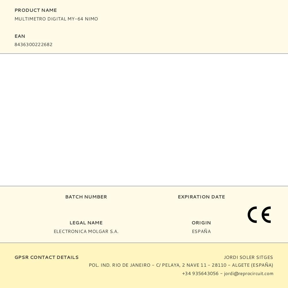 MULTIMETRO DIGITAL MY-64 NIMO gallery 0