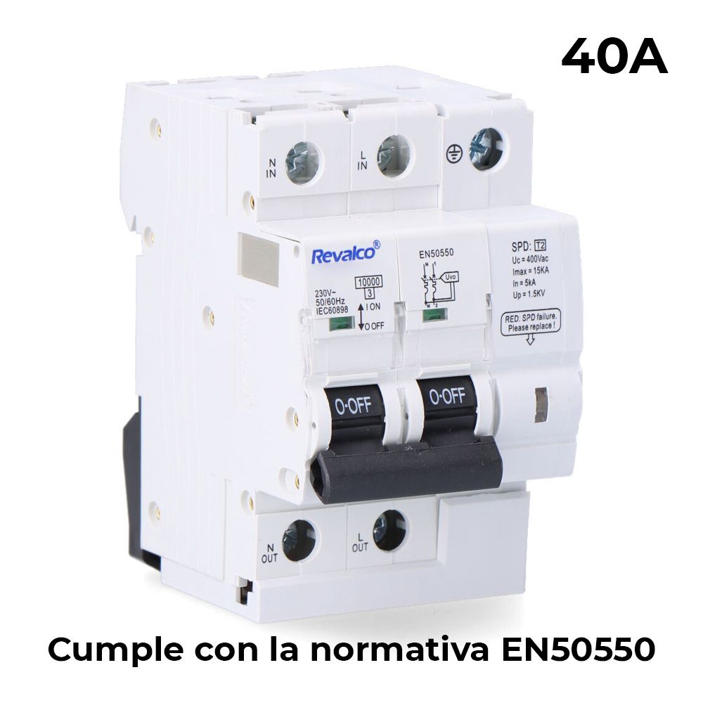 IGA 2P 40A C 10KA - PROTECTOR DE SOBRETENSION PERMANENTE SEGUN NORMATIVA EN-50550 Y TRANSITORIO 5-15KA 275V