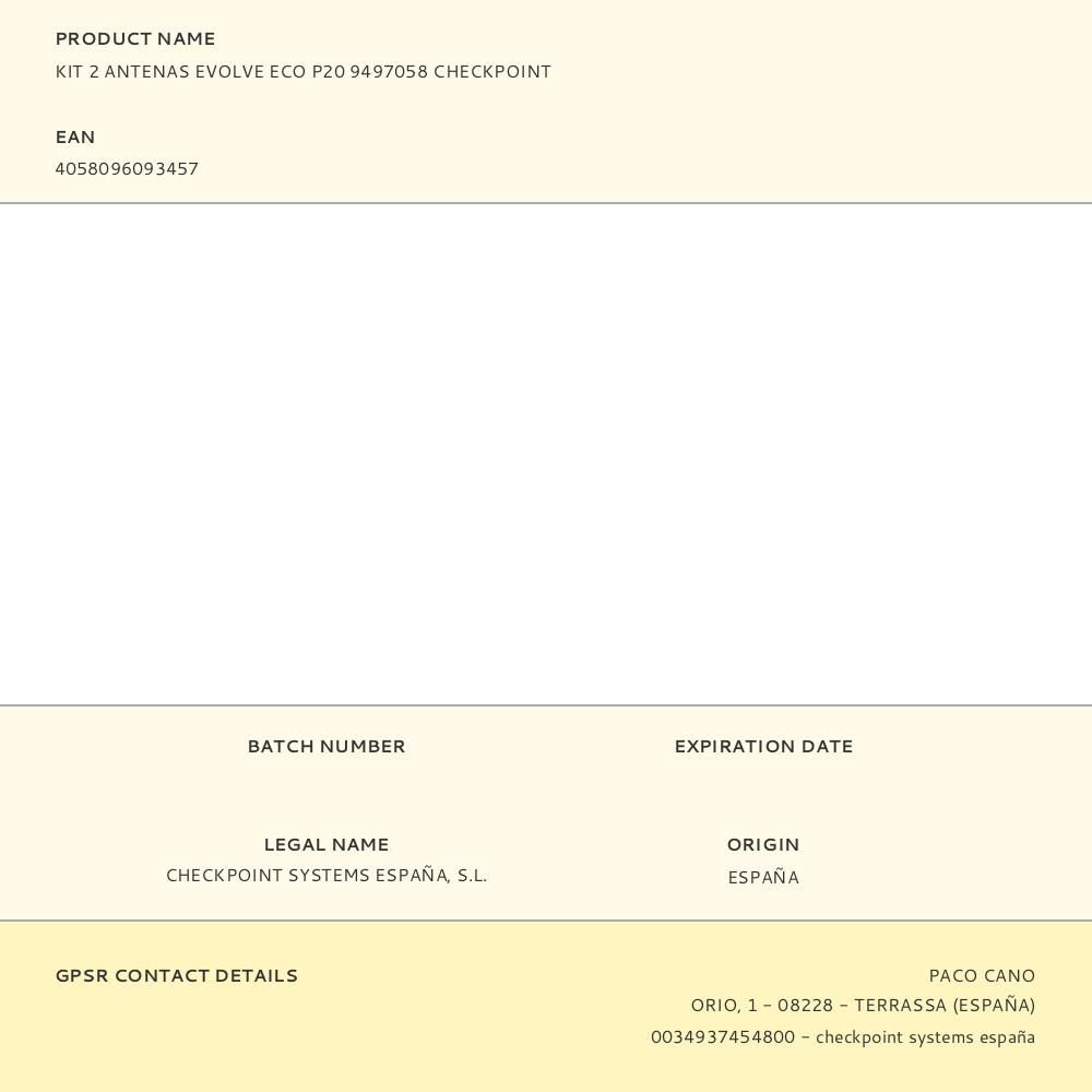 KIT 2 ANTENAS EVOLVE ECO P20 9497058 CHECKPOINT gallery 2