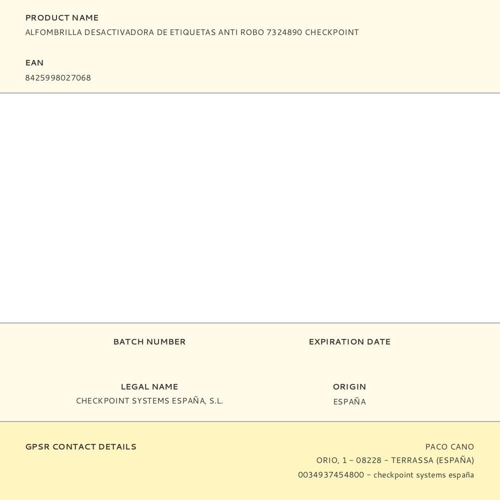 ALFOMBRILLA DESACTIVADORA DE ETIQUETAS ANTI ROBO 7324890 CHECKPOINT gallery 0