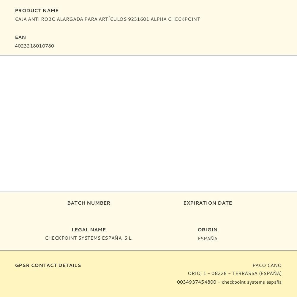 CAJA ANTI ROBO ALARGADA PARA ARTÍCULOS 9231601 ALPHA CHECKPOINT gallery 1