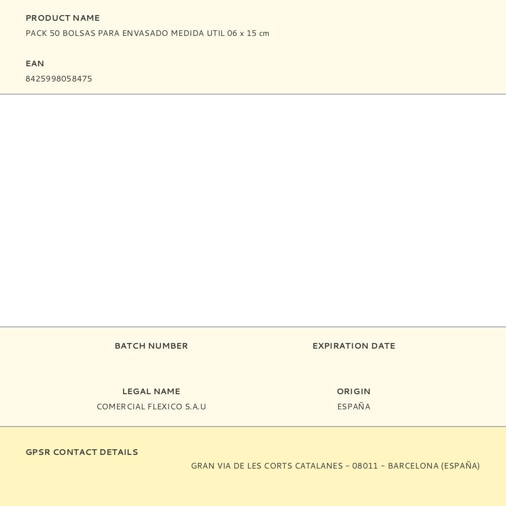 PACK 50 BOLSAS PARA ENVASADO MEDIDA UTIL 06 x 15 cm gallery 4