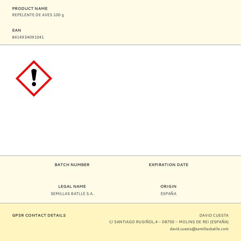 REPELENTE DE AVES 100 g gallery 0