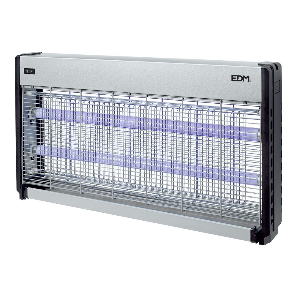 MATA INSECTOS PROFESIONAL ELÉCTRICO, CROMO/NEGRO, 2 x 20W - 150 m² - 63,5 x 9 x 36 cm
