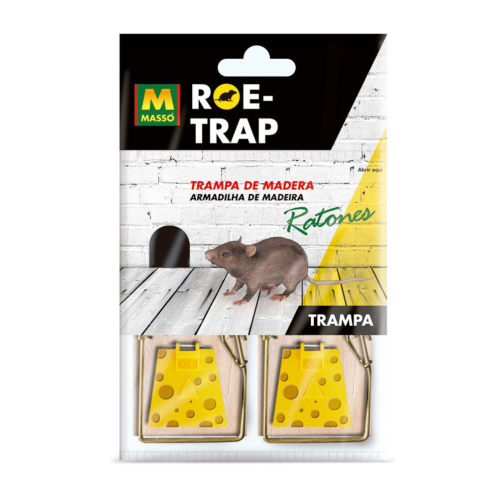 TRAMPA PARA RATONES CON CEBO ROE-TRAP DE MADERA, 2 uds