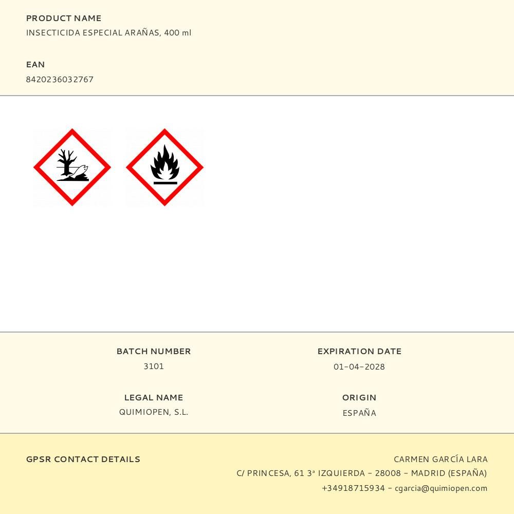 INSECTICIDA ESPECIAL ARAÑAS 400 ml gallery 0