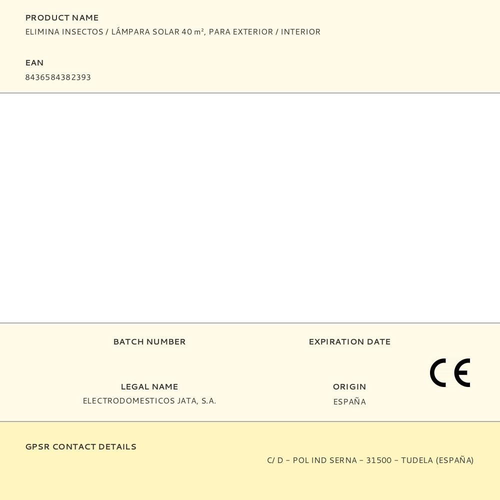 ATRAPA MOSQUITOS PARA INTERIOR/EXTERIOR Y LÁMPARA SOLAR, 5W - 40 m² - Ø16,5 x 21,5 cm gallery 2