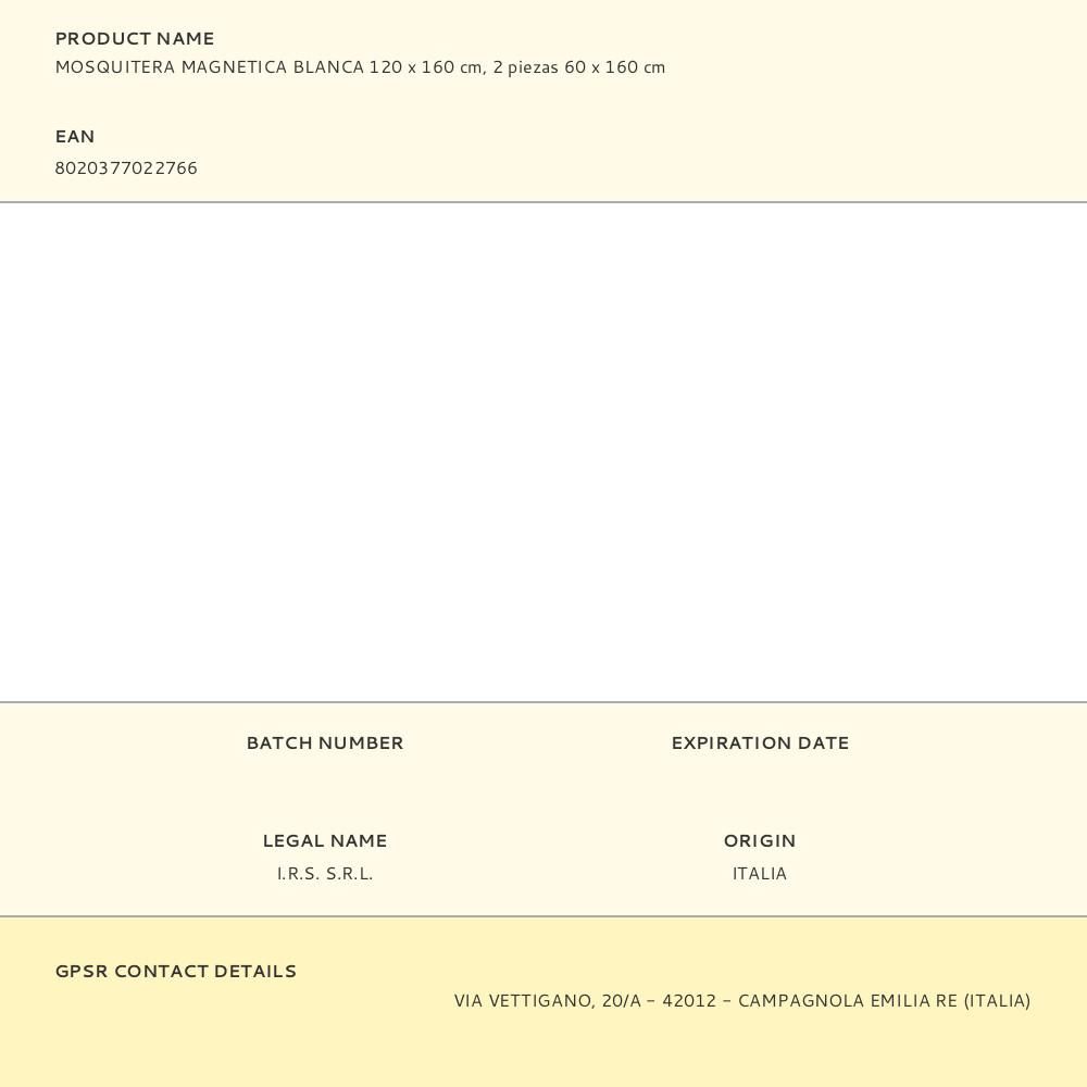 MOSQUITERA CON MARCO MAGNÉTICO, BLANCA, 120 x 160 cm, 2 piezas 60 x 160 cm gallery 0