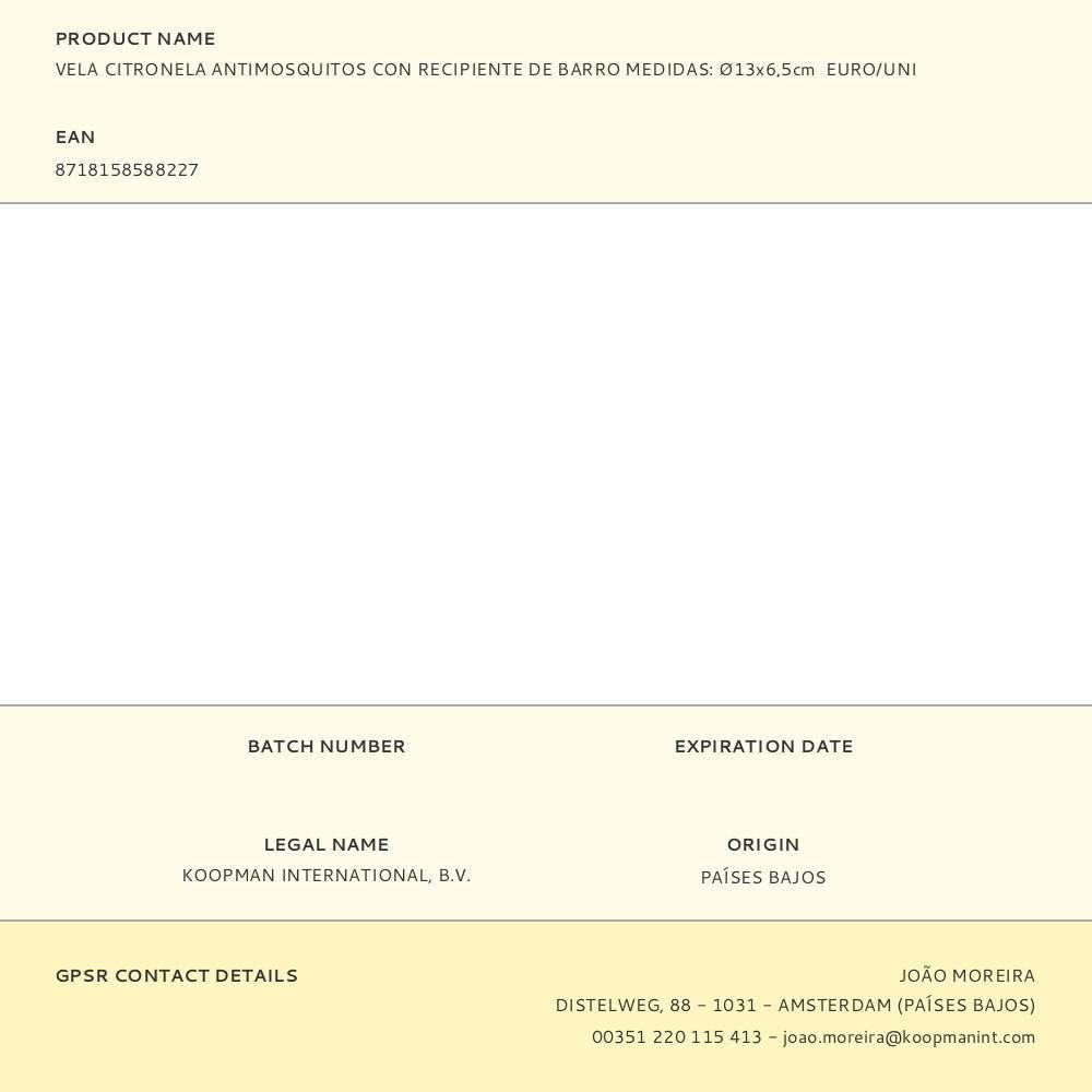 VELA CITRONELA DE BARRO Ø13 x 6,5 cm gallery 1