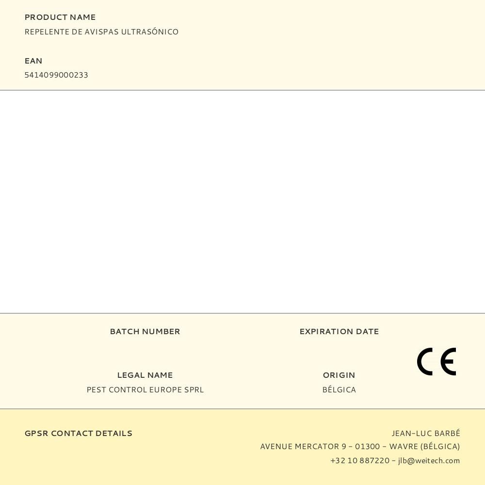 REPELENTE DE AVISPAS ULTRASÓNICO PARA USO INTERIOR Y EXTERIOR gallery 2