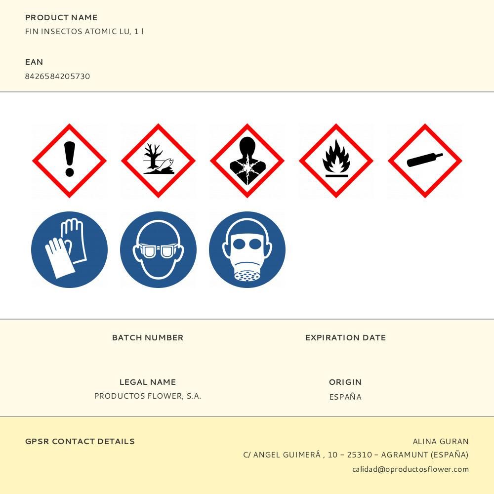 INSECTICIDA PULVERIZADOR ATOMIC LU, FIN, 1 l gallery 0