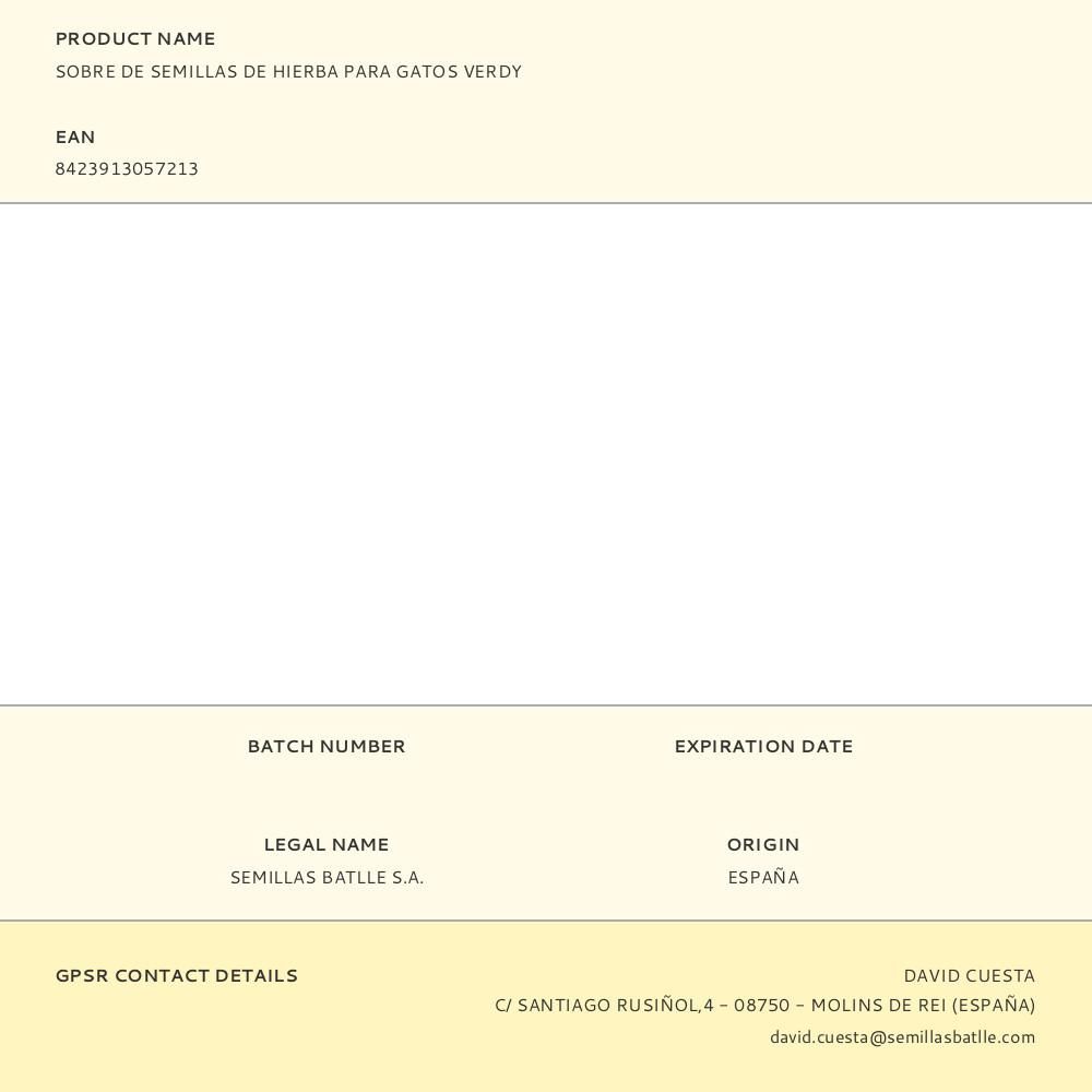 SOBRE DE SEMILLAS DE HIERBA PARA GATOS VERDY gallery 0