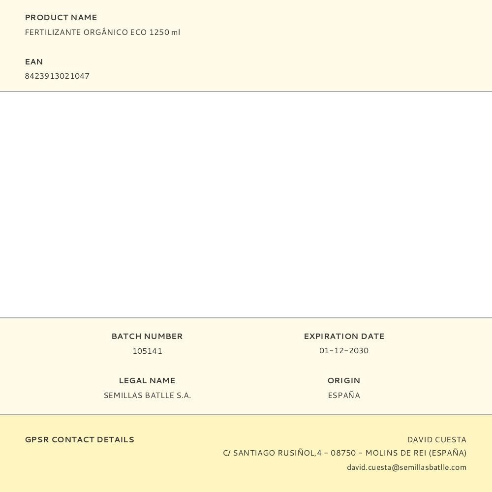 FERTILIZANTE ORGÁNICO ECO 1250ml gallery 0