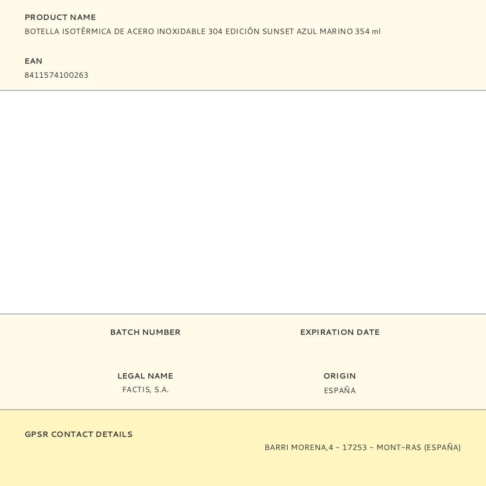 BOTELLA ISOTÉRMICA DE ACERO INOXIDABLE 304 SERIE ACID AZUL MARINO 354 ml gallery 2