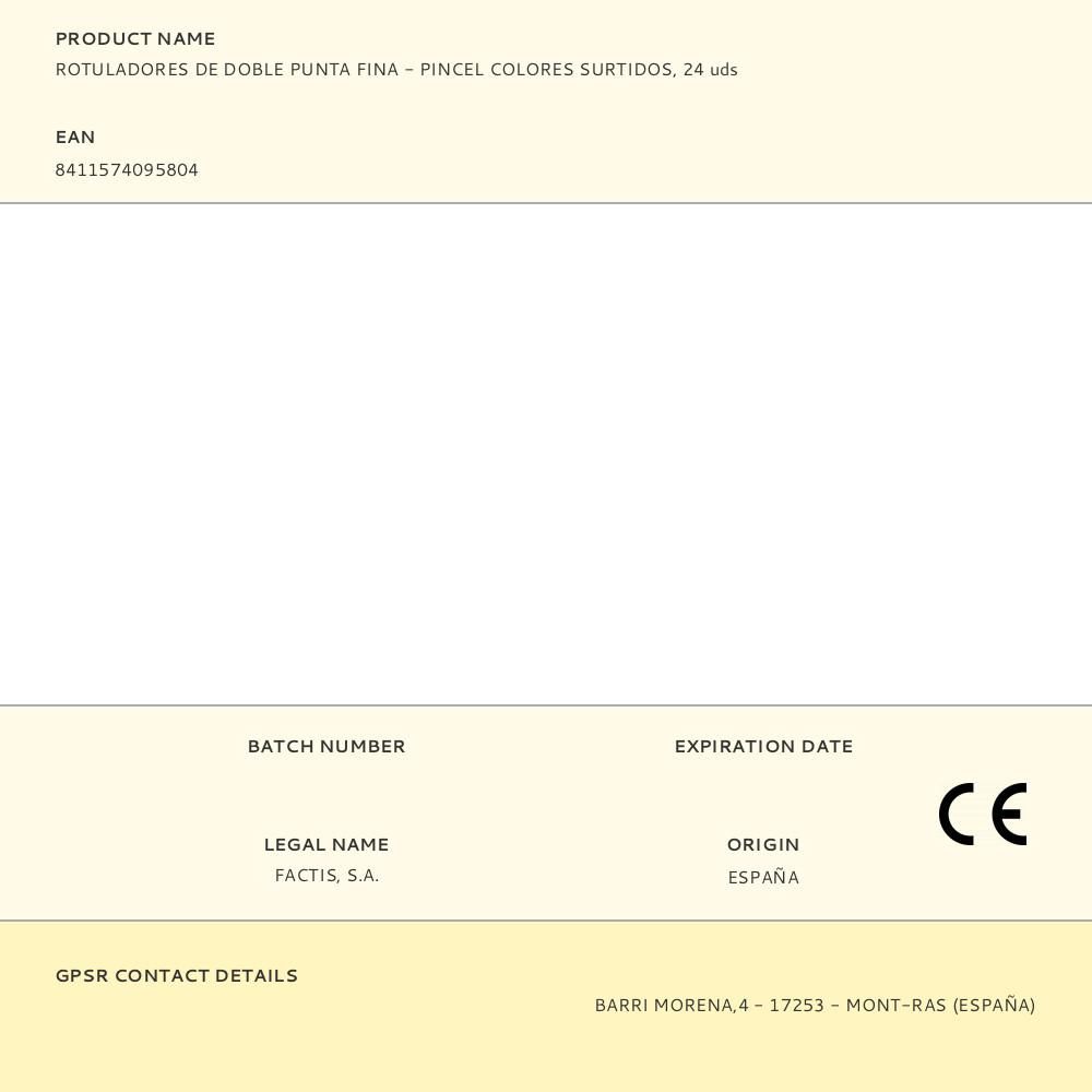 ROTULADORES DE DOBLE PUNTA FINA - PINCEL COLORES SURTIDOS, 24 uds gallery 0