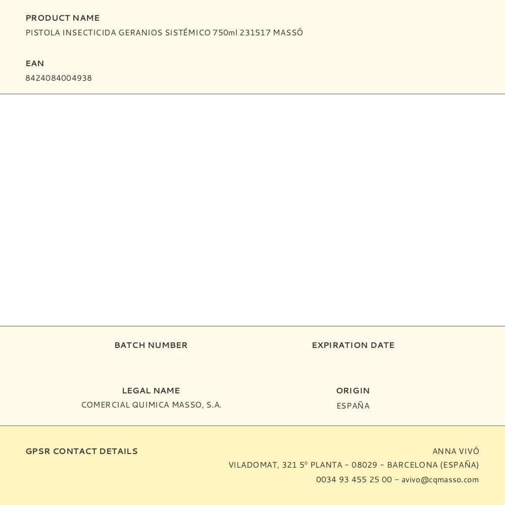 INSECTICIDA SISTÉMICO DE GERANIOS PISTOLA PULVERIZADORA 750 ml gallery 0