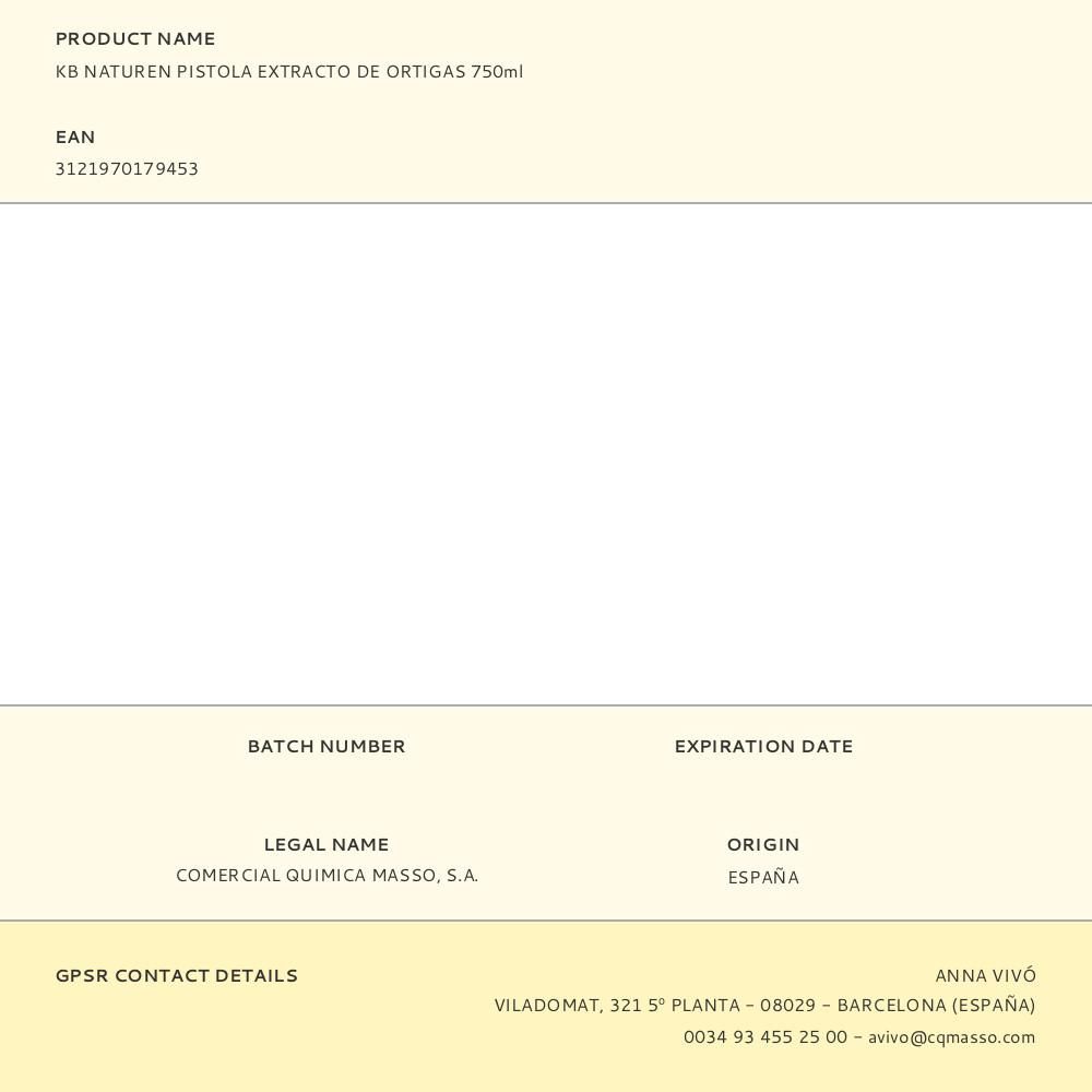 KB NATUREN EXTRACTO DE ORTIGAS PISTOLA PULVERIZADORA 750 ml gallery 0