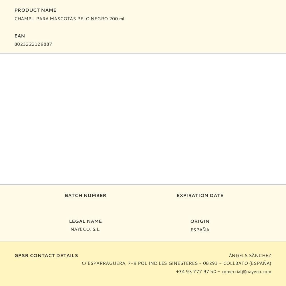 CHAMPÚ PARA MASCOTAS PELO NEGRO, 200 ml gallery 0