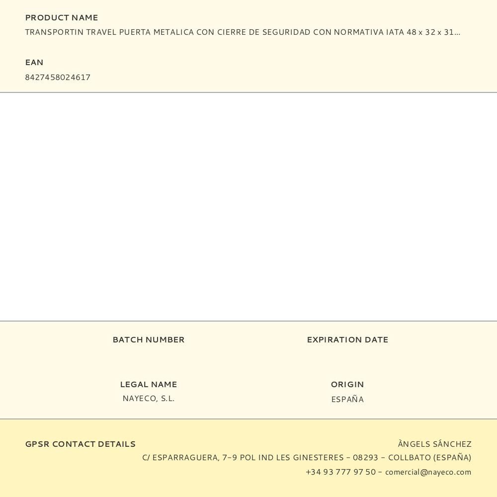 TRANSPORTÍN TRAVEL PUERTA METALICA CON CIERRE DE SEGURIDAD CON NORMATIVA IATA 48 x 32 x 31 cm gallery 0