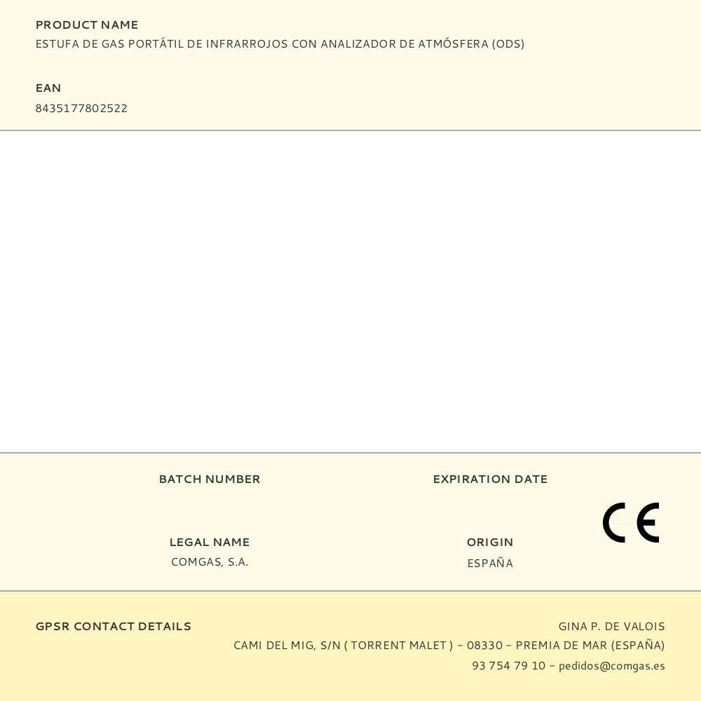 ESTUFA DE GAS PORTÁTIL DE INFRARROJOS CON ANALIZADOR DE ATMÓSFERA (ODS) gallery 4